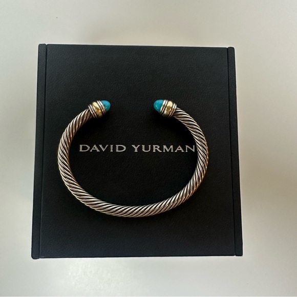 David Yurman | Classic Cable Bracelet | 14k Yellow Gold & Turquoise - Picture 4 of 6